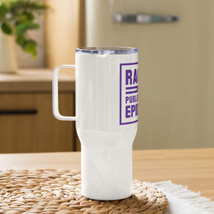 Racism Is a Public Health Epidemic travel mug with a handle
